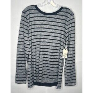 St. John’s Bay Bow Keyhole Back Long Sleeve Sweater Black/Gray Size Medium NWT